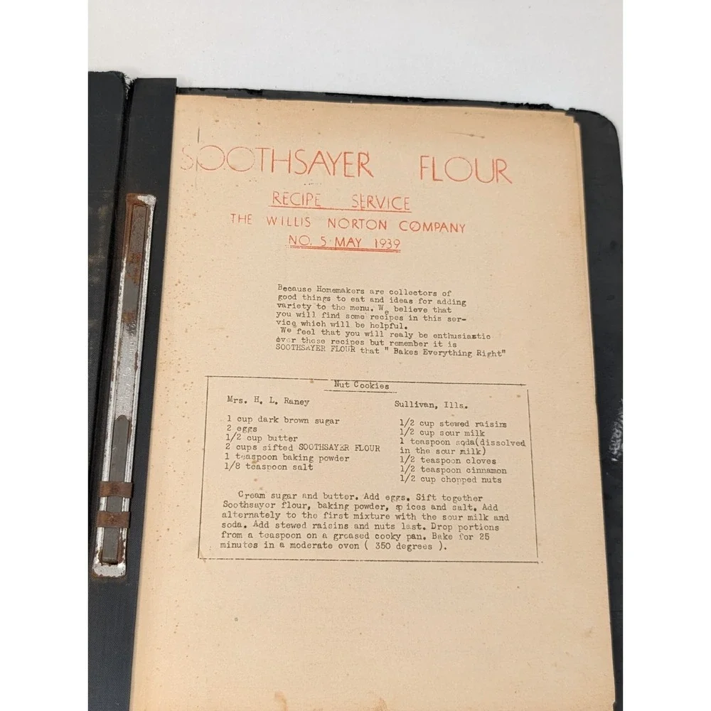 Vintage Soothsayer Flour Home Recipes Cookbook 1939 Antique 1930s Bread Dessert